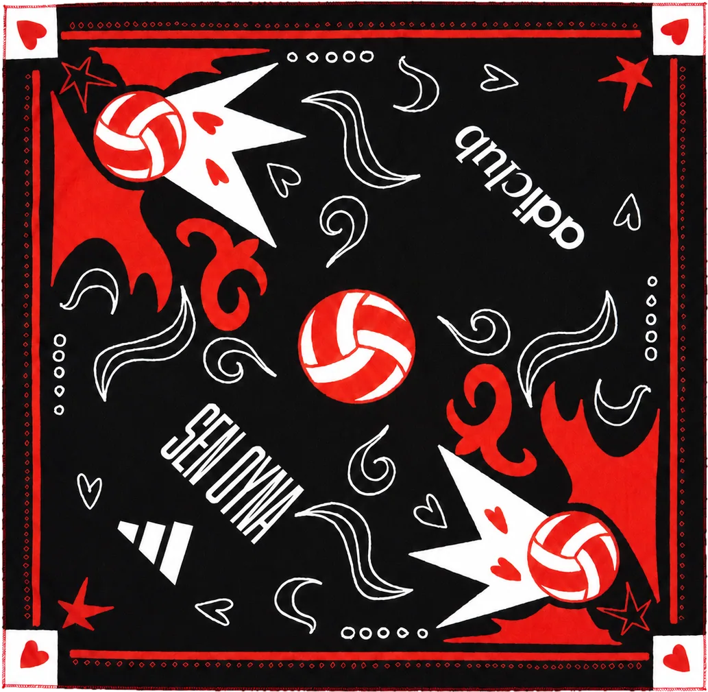 adiclub için üretilen tam yüzey baskılı kare bandana